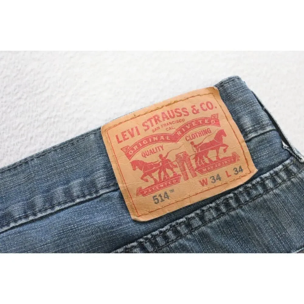 Levi's‎ 514 Straight Fit Rugged Denim Blue Jeans Mens Size 34 x 34